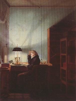 Georg Friedrich Kersting Man Reading by Lamplight (mk22) oil painting image